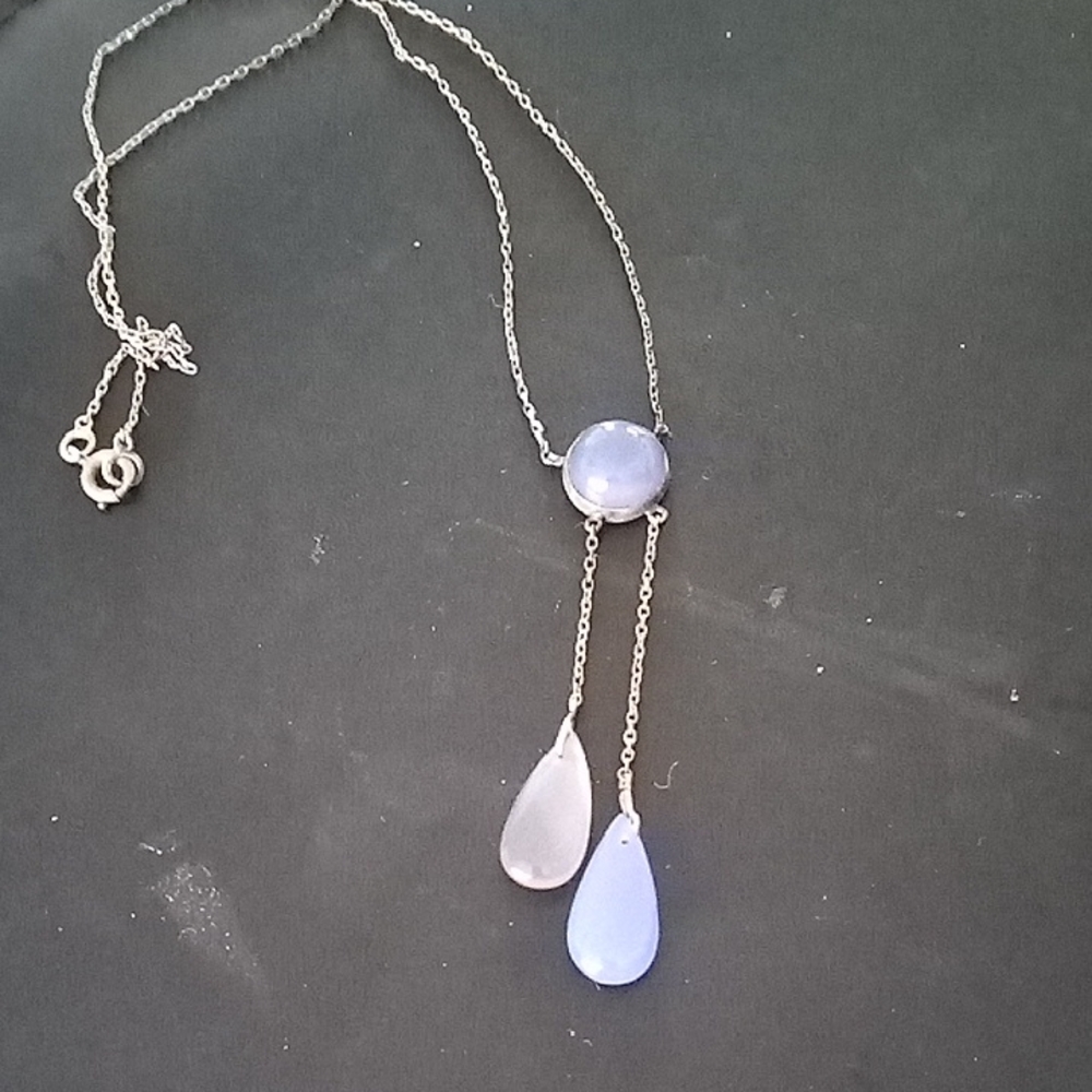 Delicate Silver Necklace with Lavender Drops